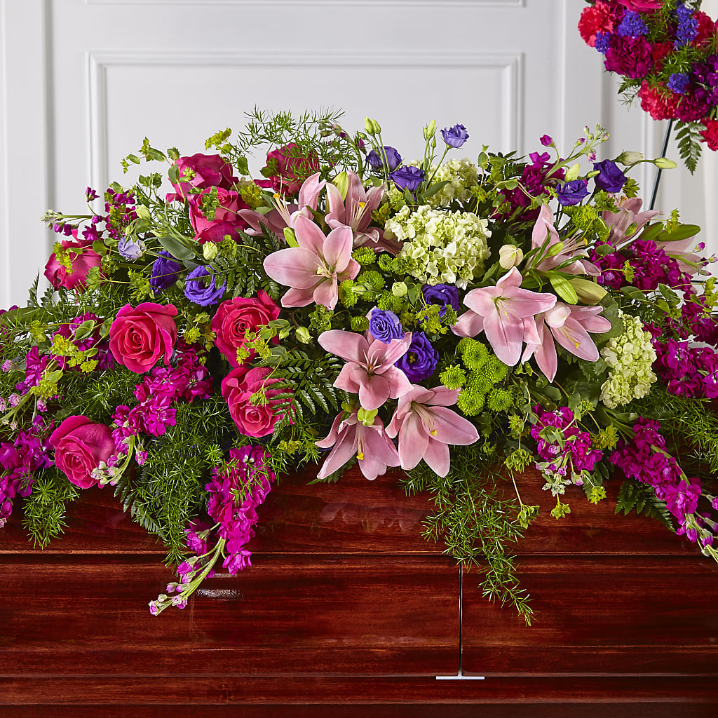 Radiant Tribute Casket Spray – At All About Flowers Llc, Cincinnati OH