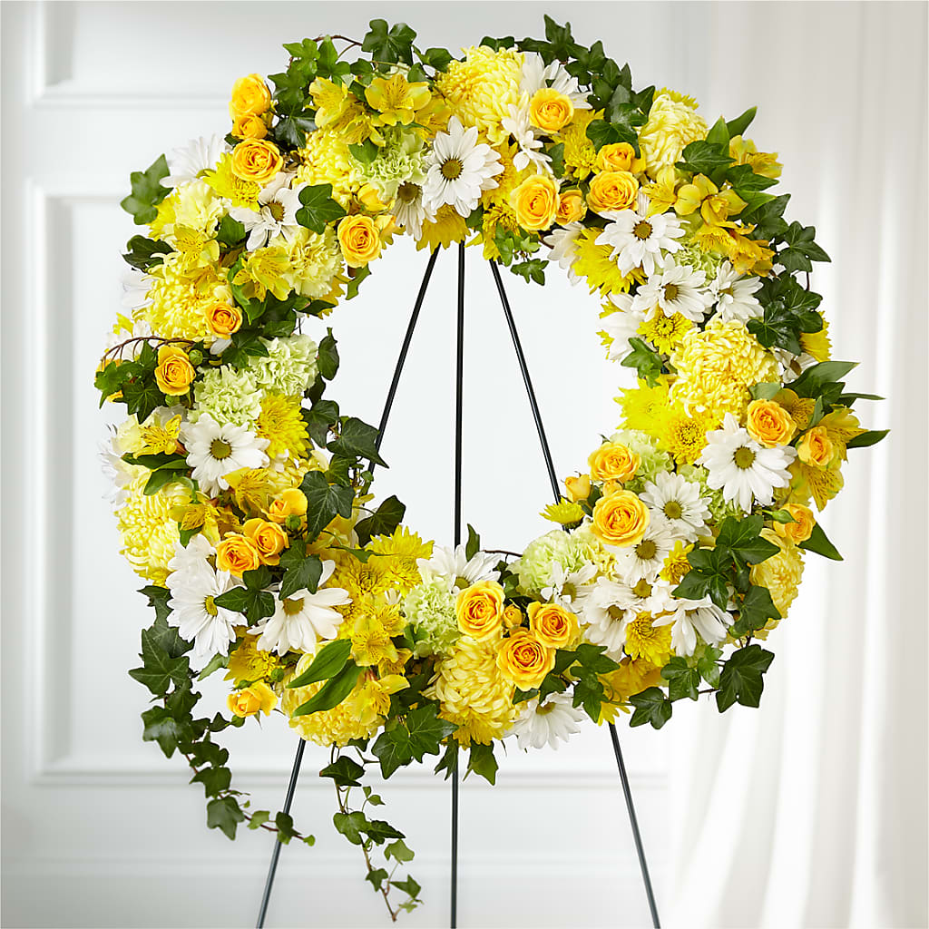 Golden Remembrance Wreath – At All About Flowers Llc, Cincinnati OH