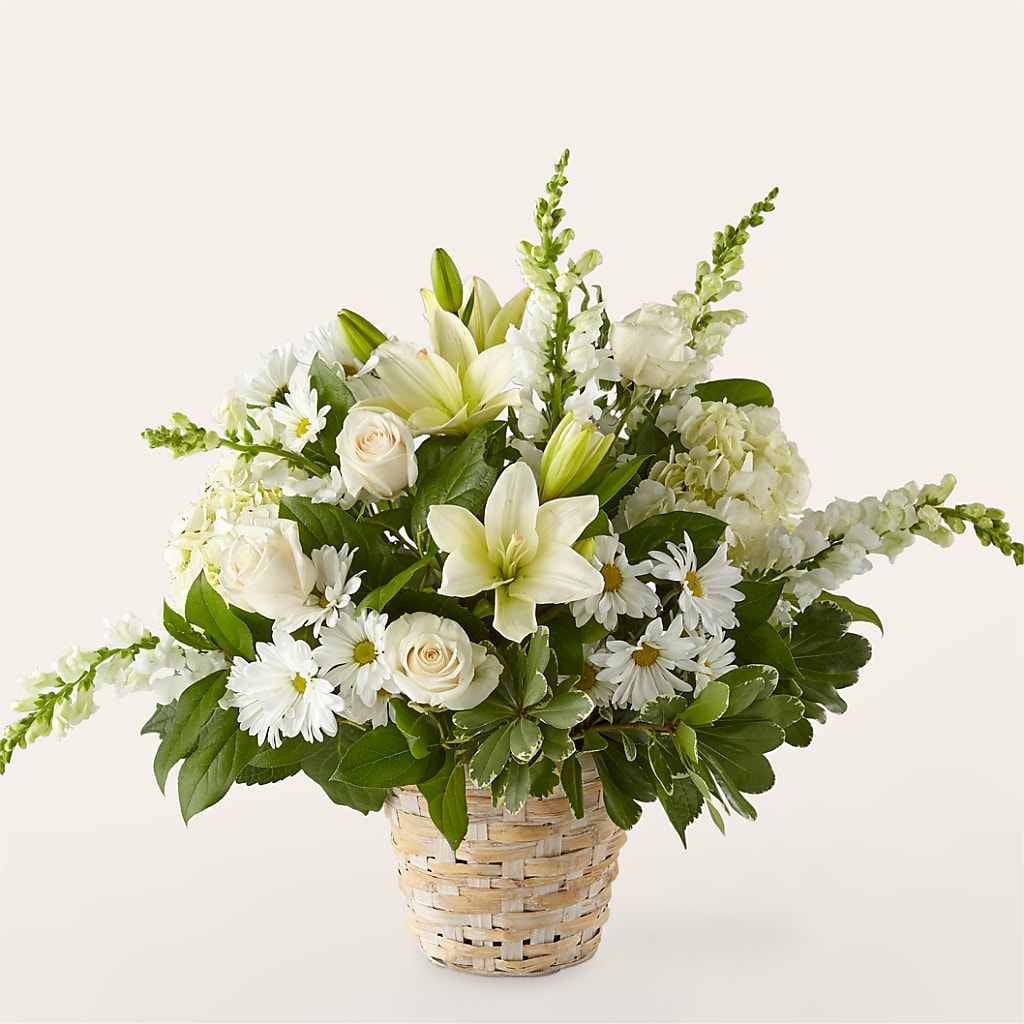 Ivory Elegance Floral Basket – At All About Flowers Llc, Cincinnati OH