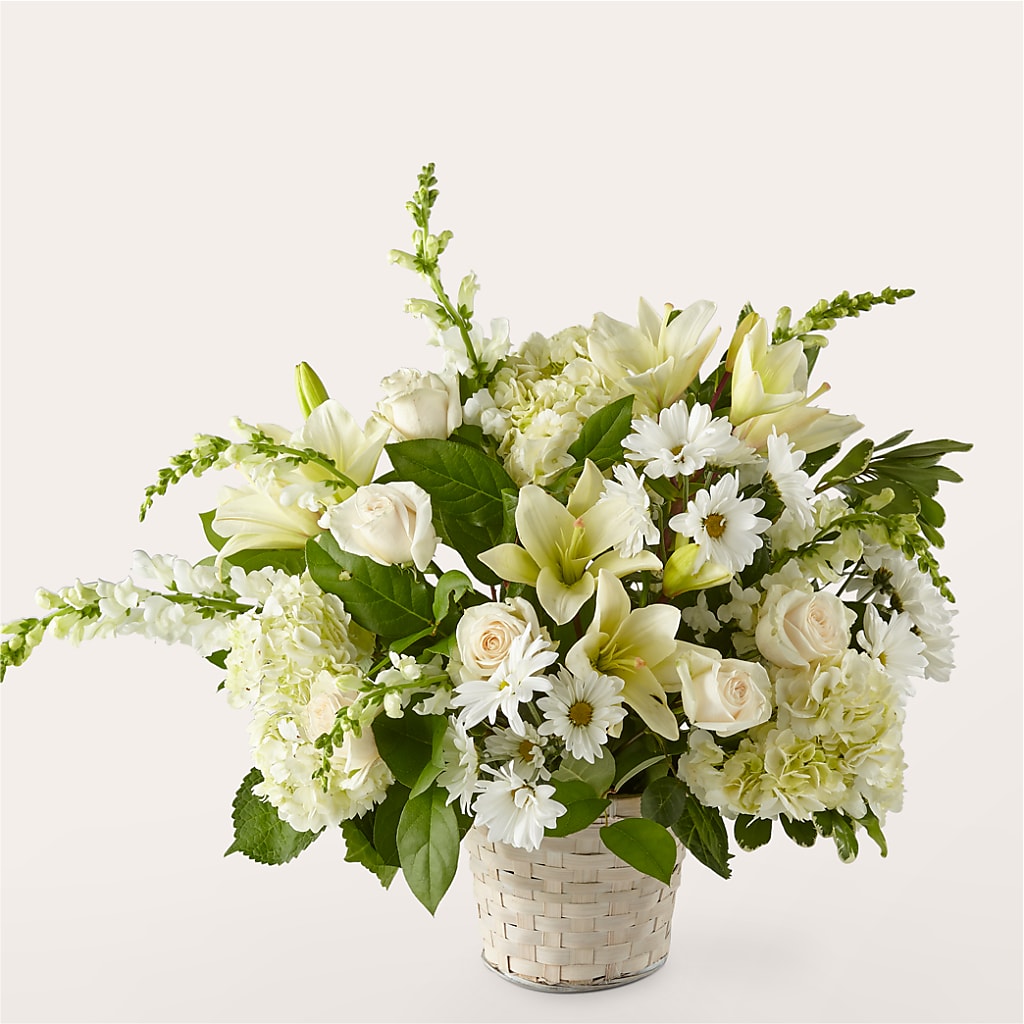 Ivory Elegance Floral Basket – At All About Flowers Llc, Cincinnati OH