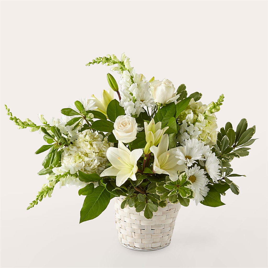 Ivory Elegance Floral Basket – At All About Flowers Llc, Cincinnati OH