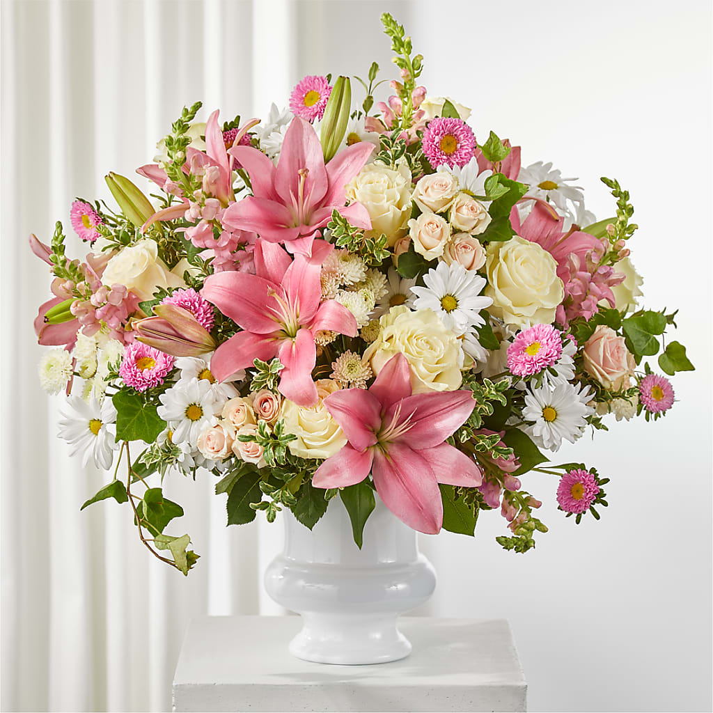 Empathetic Blooms Urn Arrangement – At All About Flowers Llc, Cincinnati OH