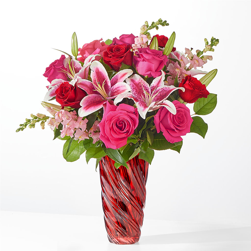 Always You Bouquet with Luxe Swirl Vase – At All About Flowers Llc, Cincinnati OH