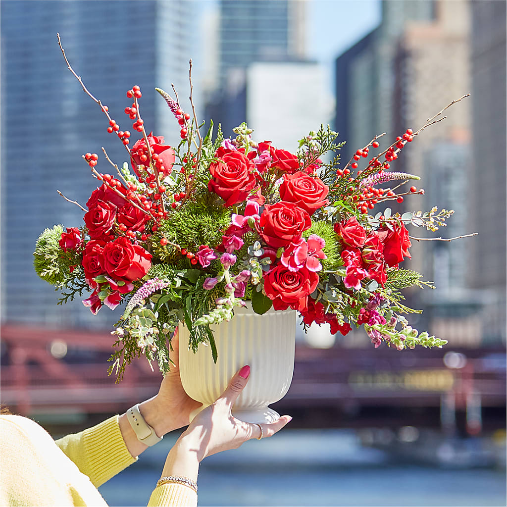 Big Red Bow Bouquet –  At All About Flowers Llc, Cincinnati OH