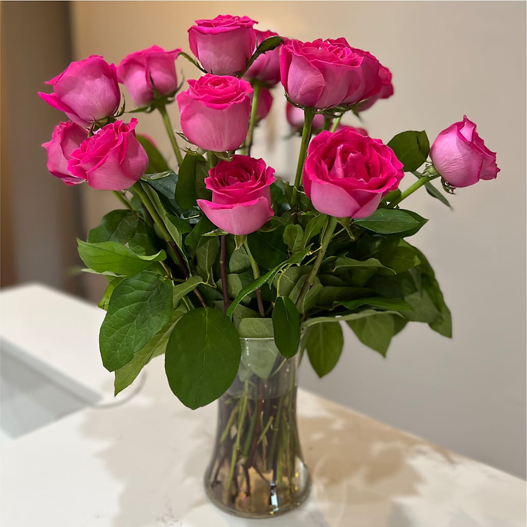 Long Stem Pink Rose Bouquet –  At All About Flowers Llc, Cincinnati OH