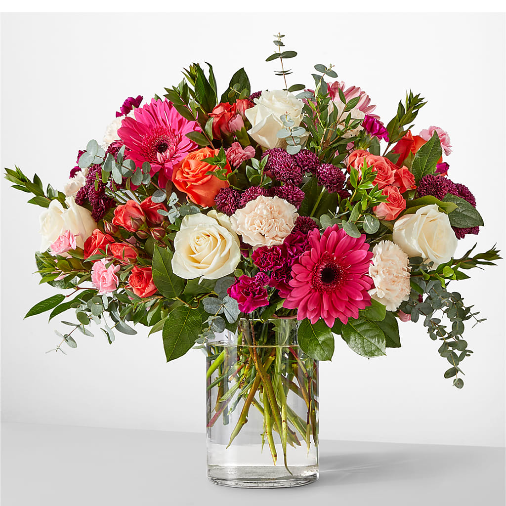 Smell the Roses Bouquet – orange, peach, pink, purple, white